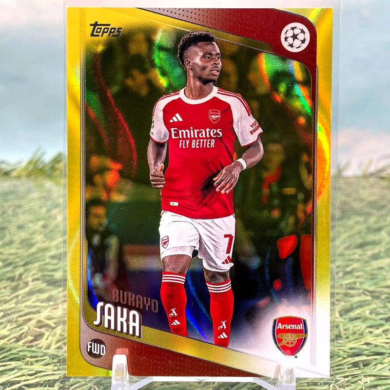 2025-26 Topps UEFA Club Competition Bukayo Saka Neon Yellow Flowfractor Arsenal - Soccer Card Single