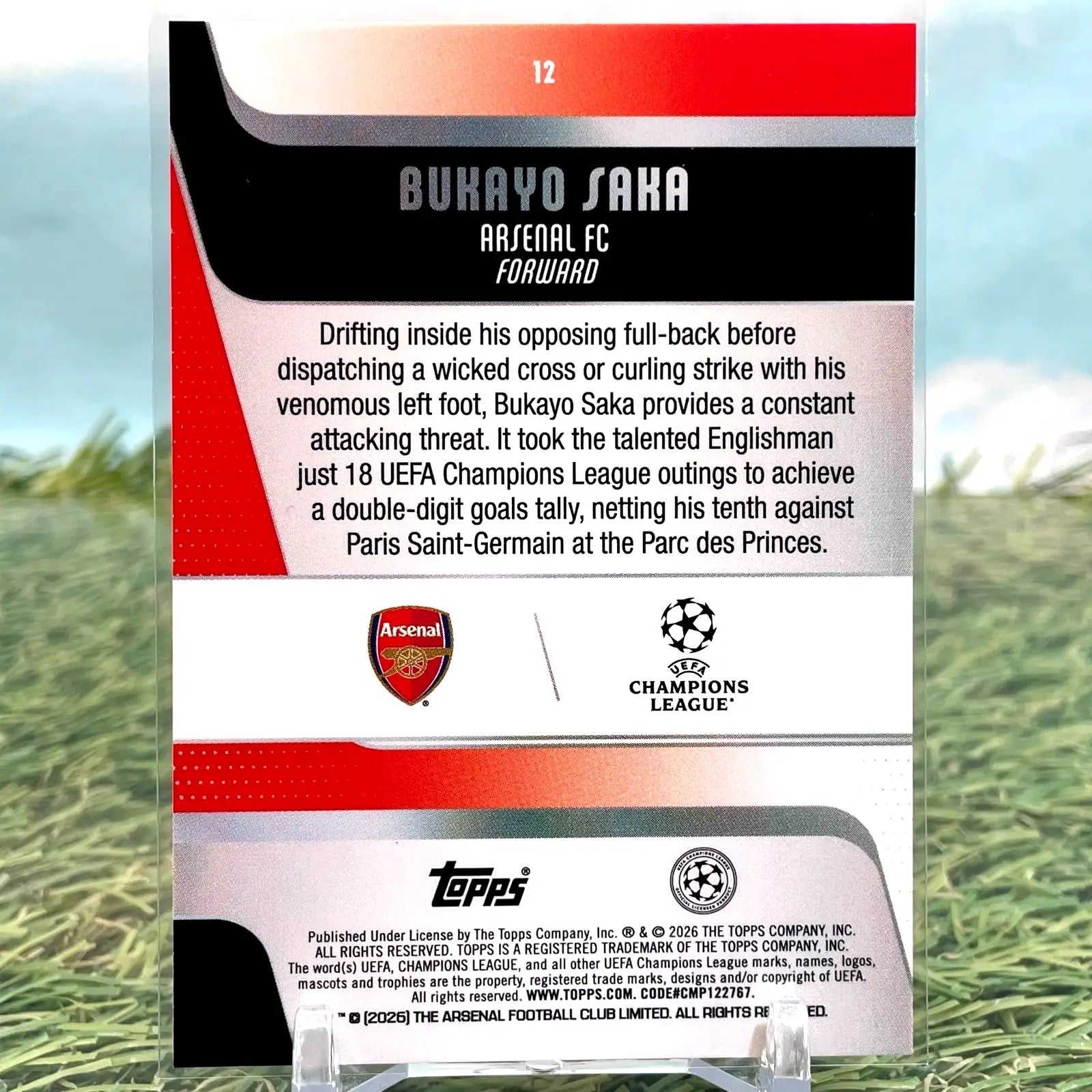 2025-26 Topps UEFA Club Competition Bukayo Saka Neon Yellow Flowfractor Arsenal - Soccer Card Single