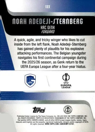 2025-26 Topps UEFA Club Competitions #122 Noah Adedeji-Sternberg NM-MT ID:82289 - Soccer Card Single