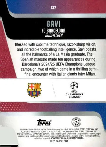 2025-26 Topps UEFA Club Competitions #132 Gavi NM-MT ID:82293 - Soccer Card Single