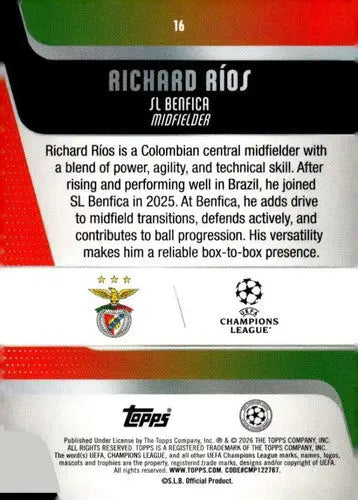 2025-26 Topps UEFA Club Competitions #16 Richard Rios NM-MT ID:82258 - Soccer Card Single