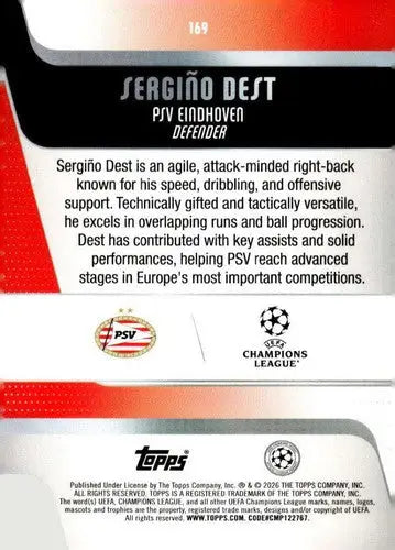 2025-26 Topps UEFA Club Competitions #169 Sergino Dest NM-MT ID:82300 - Soccer Card Single