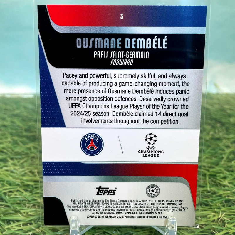 2025-26 Topps UEFA Club Competitions #3 Ousmane Dembele Raindrops - Soccer Card Single