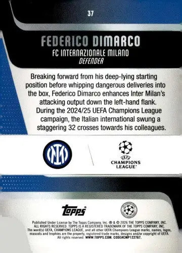 2025-26 Topps UEFA Club Competitions #37 Federico Dimarco NM-MT ID:82263 - Soccer Card Single