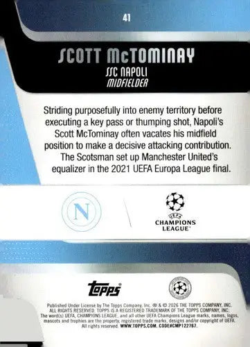 2025-26 Topps UEFA Club Competitions #41 Scott McTominay NM-MT ID:82265 - Soccer Card Single