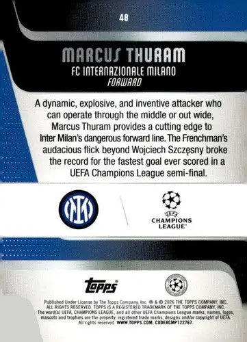 2025-26 Topps UEFA Club Competitions #48 Marcus Thuram NM-MT ID:82268 - Soccer Card Single