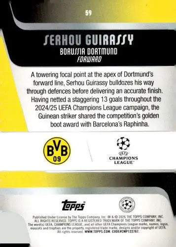 2025-26 Topps UEFA Club Competitions #59 Serhou Guirassy NM-MT ID:82270 - Soccer Card Single