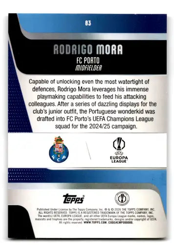 2025-26 Topps UEFA Club Competitions #83A Rodrigo Mora NM Near Mint SP ID:82279 - Soccer Card Single