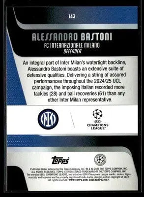 2025-26 Topps UEFA Club Competitions Alessandro Bastoni #143 Inter Milan