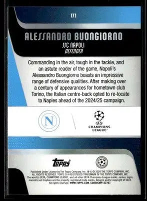 2025-26 Topps UEFA Club Competitions Alessandro Buongiorno #171 Raindrops Napoli
