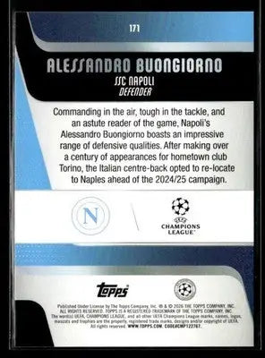 2025-26 Topps UEFA Club Competitions Alessandro Buongiorno #171 Napoli
