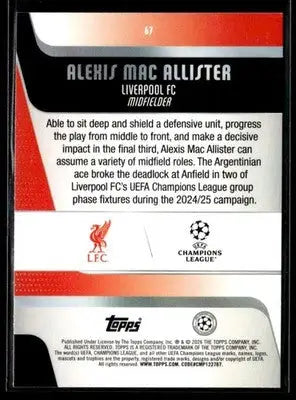 2025-26 Topps UEFA Club Competitions Alexis Mac Allister #67 Liverpool