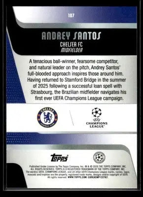 2025-26 Topps UEFA Club Competitions Andrey Santos #107 Raindrops Chelsea FC - Soccer Card Single