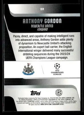 2025-26 Topps UEFA Club Competitions Anthony Gordon #159 Newcastle United