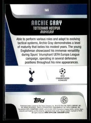 2025-26 Topps UEFA Club Competitions Archie Gray #165 Tottenham Hotspur