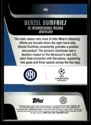 2025-26 Topps UEFA Club Competitions Denzel Dumfries #145 Raindrops Inter Milan - Soccer Card Single
