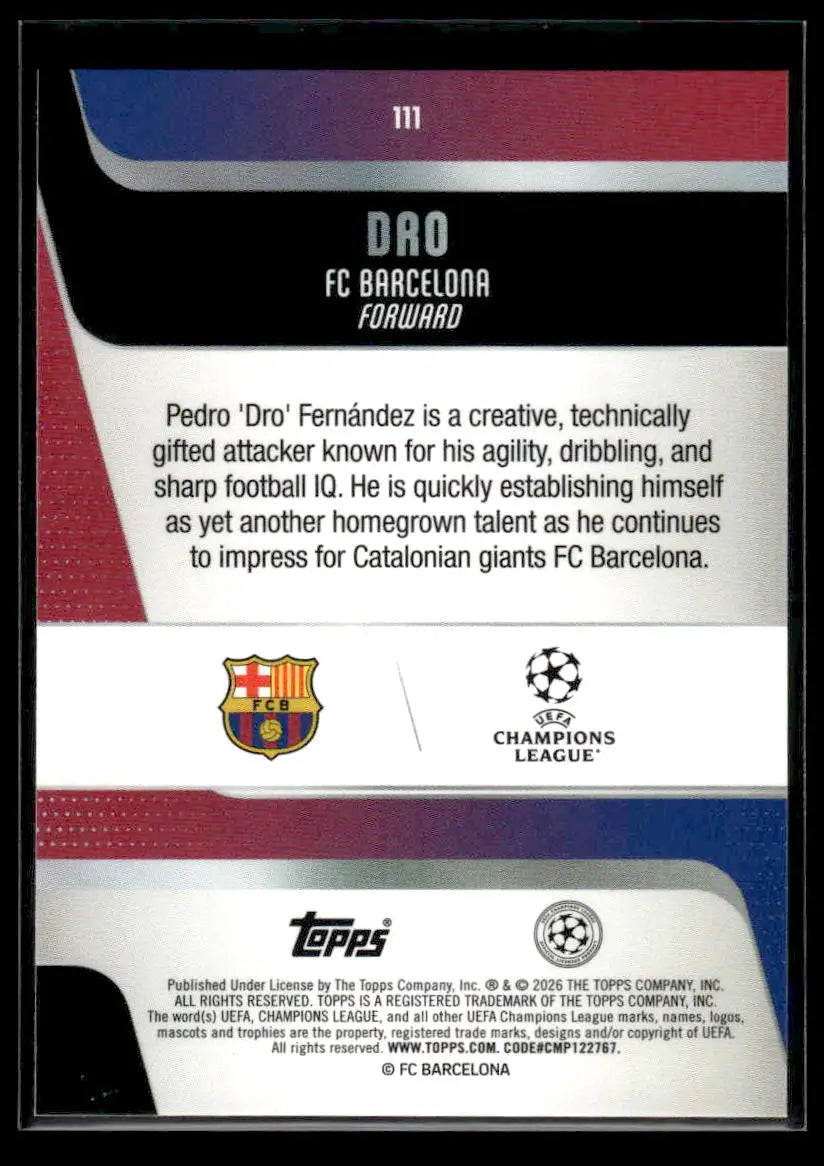 2025-26 Topps UEFA Club Competitions Dro #111 Raindrops RC FC Barcelona - Soccer Card Single