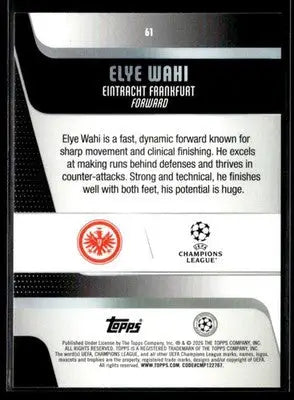 2025-26 Topps UEFA Club Competitions Elye Wahi #61 Eintracht Frankfurt
