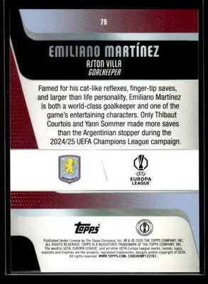 2025-26 Topps UEFA Club Competitions Emiliano Martínez #75 Aston Villa - Soccer Card Single