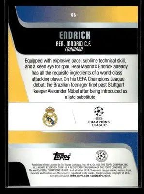 2025-26 Topps UEFA Club Competitions Endrick #86 Real Madrid CF - Soccer Card Single