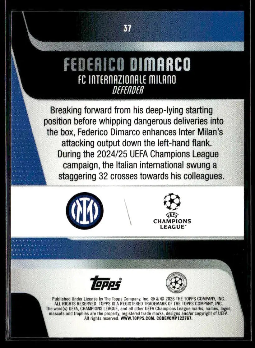 2025-26 Topps UEFA Club Competitions Federico Dimarco #37 Inter Milan