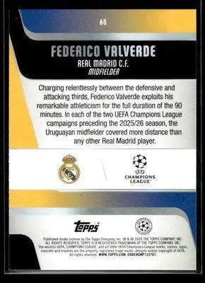 2025-26 Topps UEFA Club Competitions Federico Valverde #65 Real Madrid CF - Soccer Card Single