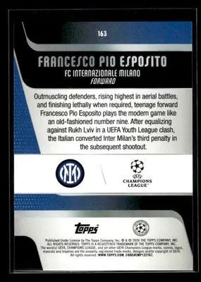 2025-26 Topps UEFA Club Competitions Francesco Pio Esposito #163 RC Inter Milan - Soccer Card Single