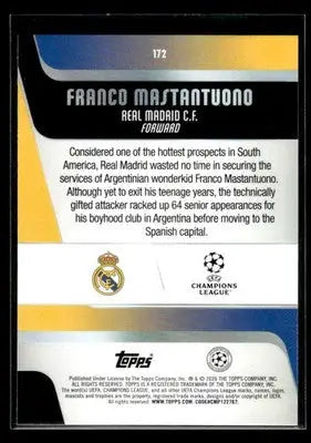 2025-26 Topps UEFA Club Competitions Franco Mastantuono #172 Real Madrid CF - Soccer Card Single
