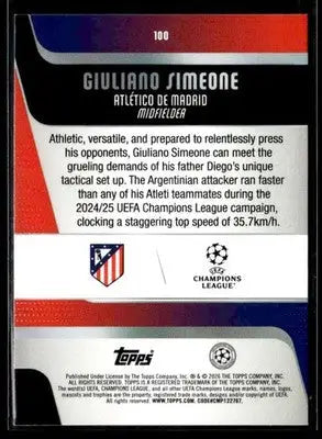 2025-26 Topps UEFA Club Competitions Giuliano Simeone #100 Atletico Madrid