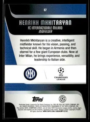 2025-26 Topps UEFA Club Competitions Henrikh Mkhitaryan #57 Inter Milan