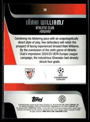 2025-26 Topps UEFA Club Competitions Iñaki Williams #20 Athletic Bilbao