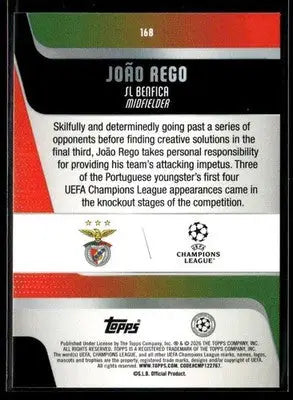 2025-26 Topps UEFA Club Competitions João Rego #168 RC Benfica