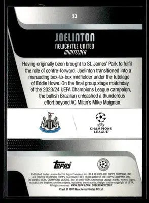 2025-26 Topps UEFA Club Competitions Joelinton #23 Newcastle United