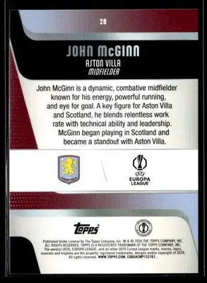 2025-26 Topps UEFA Club Competitions John McGinn #28 Aston Villa