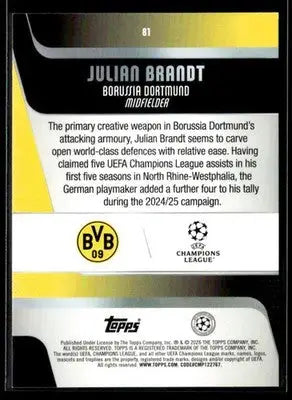 2025-26 Topps UEFA Club Competitions Julian Brandt #81 Borussia Dortmund
