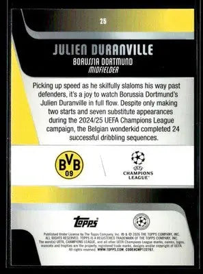 2025-26 Topps UEFA Club Competitions Julien Duranville #25 Borussia Dortmund
