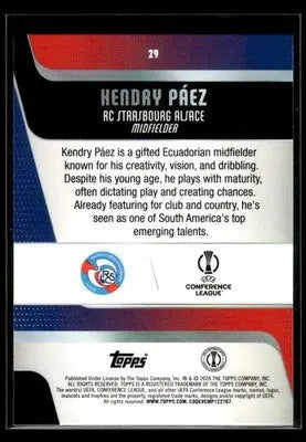 2025-26 Topps UEFA Club Competitions Kendry Páez #29 RC RC Strasbourg - Soccer Card Single