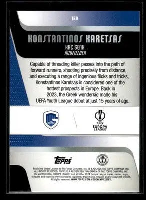 2025-26 Topps UEFA Club Competitions Konstantinos Karetsas #150 RC Genk - Soccer Card Single