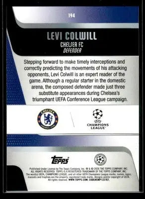 2025-26 Topps UEFA Club Competitions Levi Colwill #194 Chelsea FC - Soccer Card Single