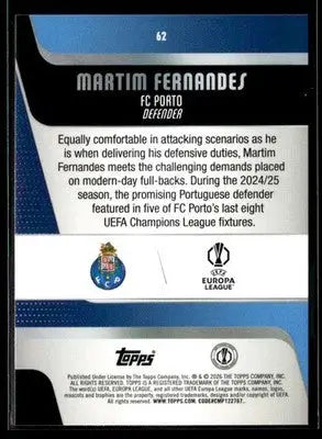 2025-26 Topps UEFA Club Competitions Martim Fernandes #62 Porto