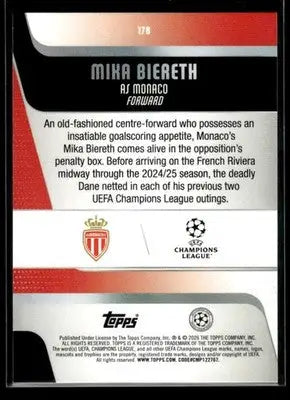 2025-26 Topps UEFA Club Competitions Mika Biereth #178 AS Monaco - Soccer Card Single
