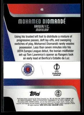 2025-26 Topps UEFA Club Competitions Mohamed Diomande #45 Glasgow Rangers
