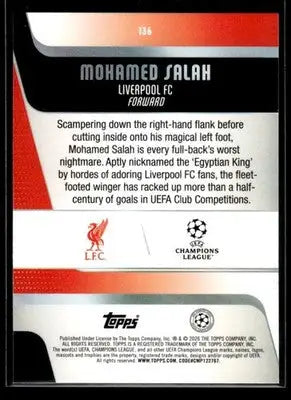2025-26 Topps UEFA Club Competitions Mohamed Salah #136 Liverpool - Soccer Card Single
