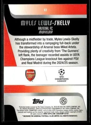 2025-26 Topps UEFA Club Competitions Myles Lewis-Skelly #52 Arsenal FC