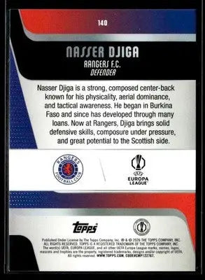 2025-26 Topps UEFA Club Competitions Nasser Djiga #140 Rangers FC