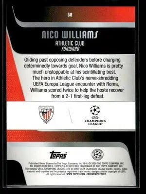 2025-26 Topps UEFA Club Competitions Nico Williams #38 Athletic Bilbao - Soccer Card Single