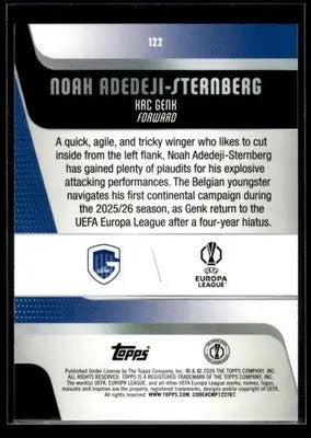 2025-26 Topps UEFA Club Competitions Noah Adedeji-Sternberg #122 RC Genk - Soccer Card Single