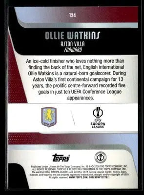 2025-26 Topps UEFA Club Competitions Ollie Watkins #124 Aston Villa
