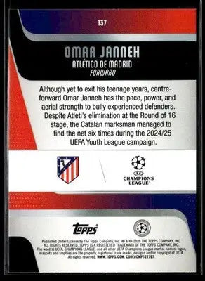 2025-26 Topps UEFA Club Competitions Omar Janneh #137 RC Atletico Madrid