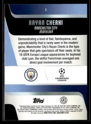 2025-26 Topps UEFA Club Competitions Rayan Cherki #1 Manchester City